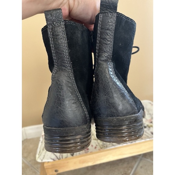NAYA Agave Leather Combat Boots SIZE US8,5 Black Suede Lace Up Comfort Side Zip - Picture 8 of 10